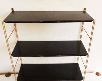 Shelf 1960 tomado vintage black and gold metal string