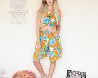 Vintage 90's Hawaiian Print Two Piece