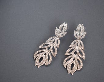 Wedding earrings, Leaf Earrings, Bridal Earring, Chandelier Earring, Wedding Earring, Vintage Long Earring, Bridal Earrings
