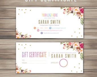 Boho Gift Certificate, Striped white black Marketing Kit, Fast Free Personalization, Digital File, For Retailer, home office approved K25811
