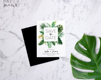 Save the Date | Printed Save the Date | Tropical Invitation | Palm Leaves | Save the Date | Monstera | Tropical | Banana Leaf | Avalon