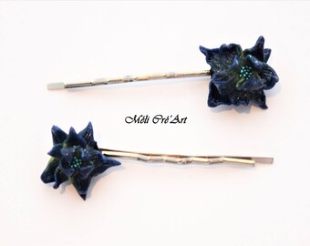 Sapphire blue lotus flower hair clip hair clips