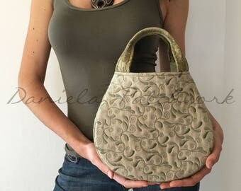 Green fabric handbags - Quilted bag - Patchwork bag - Embroidered bag - Fabric bags - Quilted handbag - Handmade bags