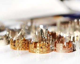 Dainty rose gold rings Travel Ring silver ring Stacking ring unique jewelry gift Statement jewelry Skyline ring Custom jewelry Italy Venice