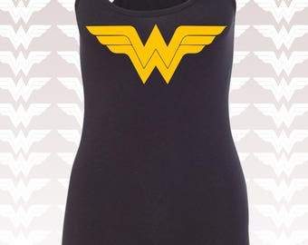 Wonder Woman Shirt. Wonder Woman Tank Top. Running Tank Top. Wonder Woman Marathon Gold Shimmer WW Logo. Costume. Workout Tank Top. S - 2XL.