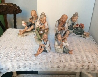 6 FIGURINES in ceramic made in Japan