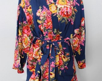 Floral cotton bridesmaid robe, floral cotton robe, large floral cotton bridesmaid robe, maid of honor gift, bridesmaid wedding party gift