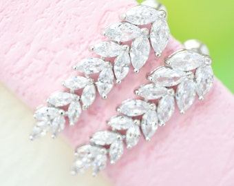 Wedding Leaf Earrings Wedding Earrings Leaf Crystal Earrings Leaf Zirconia Earrings Bridal Earrings Swarovski Crystal Earring Bridal Jewelry