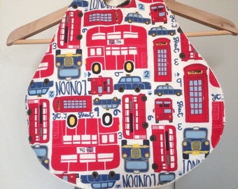 Large bib for greedy baby - buttonhole attachment