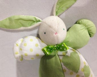 Green and white Bunny rabbit plush toy