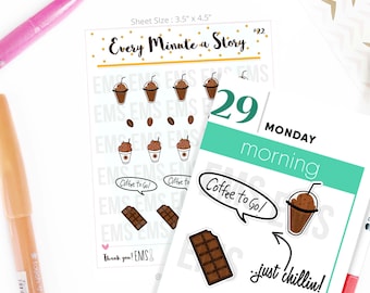 Coffee mocha frappe drink shakes planner Stickers smoothies, summer planner For Erin Condren, Plum Paper, Happy, Mambi, or Inkwell Press S22