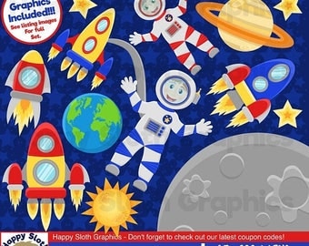 75% OFF OPENING SALE Outer Space clipart set, personal and commercial use vector, Space, Astronaut digital clip art set.