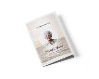 Memorial Funeral Program Template for Word - Memorial Word Printable Design - Flower Obituary - Editable in Microsoft Word - Funeral Card