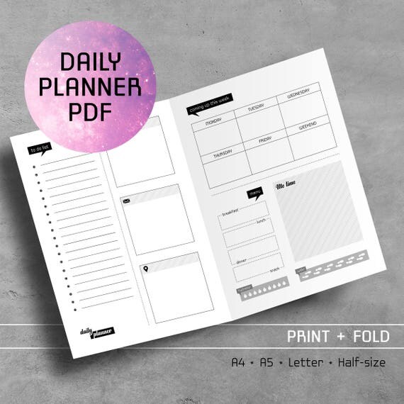 2018 Foldable Daily Planner Printable PDF PrintFold Log