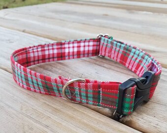red plaid dog collar