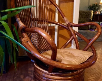 Vintage MCM Rattan Swivel Lounge Chair Vintage MCM Rattan Swivel Lounge Chair