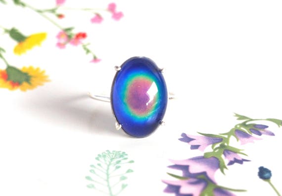 Simple Mood Ring in Sterling Silver Color Changing Ring