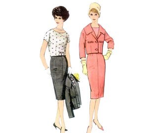 60s Skirt Suit pattern Suit pattern Blouse pattern Pencil Skirt pattern vintage 34-26-36 Shell Blouse Jackie O Suit Simplicity 2843