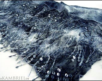 Sparkling Variegated Grey Stormy Weather Shawl by Kambriel - Brand New & Ready to Ship! 46" length