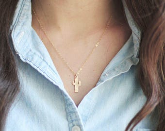 Tiny Cactus Necklace | Brass Cactus Necklace | Gold Cactus Necklace | Sterling Silver Cactus Necklace | Cactus Jewelry | Cactus Pendant