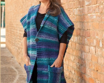 PDF Crochet Pattern Indian Summer Ruana Wrap Shawl