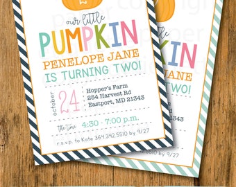 Little Pumpkin Birthday - Pumpkin Patch Birthday Invitation - Fall Pumpkin Patch Invite - Autumn Invitation - Fall Baby Shower Invitation