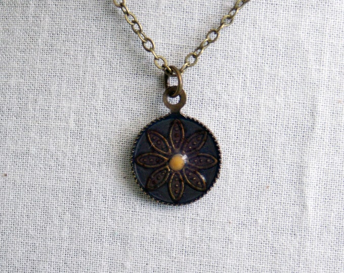 Mustard Seed of Faith...Antique Oxidized Brass Mustard Seed Round Pendant, Matching Brass Chain Necklace, Faith Necklace