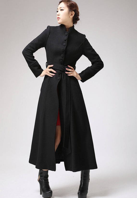 Winter Long Hooded Wool Princess Coat Women, Vintage Inspired Maxi