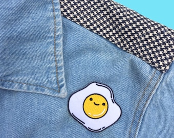 Kawaii Eggi Patch, Iron On patch, Embroidered Patches, Customise Denim