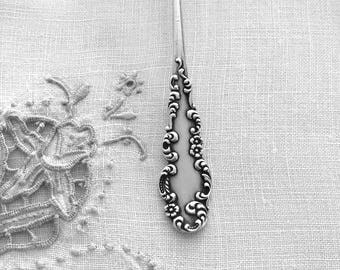 Sterling Silver Sugar Spoon Flowers & Scrolls Sterling Spoon w/ Gold Wash