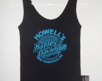 Vintage 1990s HARLEY DAVIDSON women's black screen-print waffle tank, Small