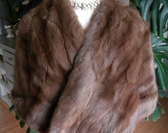 Pretty brown Russian squirrel cape / stole / wrap / wedding / real fur