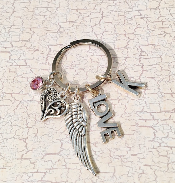 Personalized Angel Wing Keychain Guardian Angel Keychain
