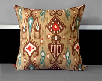 Pillow Cover - Brown Ikat Adobe Khanjali 20" x 20"