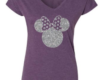 Disney Shirts/ Glitter Minnie Shirt/ Disneyland Shirt/ DIsney World Shirt/ Disney Minnie Tank/ Plus Size Disney Shirts/ Disney Girls Trip