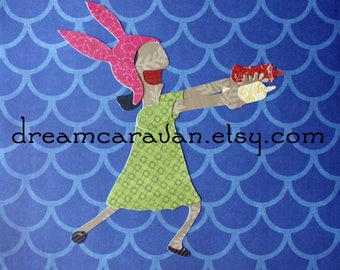 LOUISE BELCHER Bob's Burgers Cartoon Diner Bunny Hat Troublemaker Custom Paper Art
