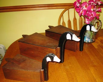 3 Homemade Vintage Wooden Duck / Goose Boxes