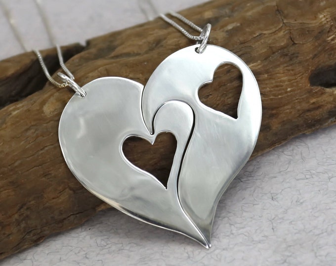 Couples Necklace Broken Heart Necklace His and Hers Love Necklace Lover Necklace Initial Necklace Half Heart Sterling Silver 925