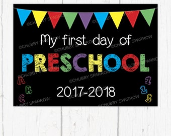 Back to School Sign, Preschool, First Day of School, Photo prop, Childrens, Kids, Instant download