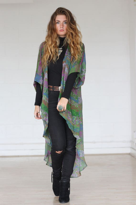 STEVIE WATERFALL KIMONO - Silk Cardigan - Cover Up - Bohemian Kimono - Christmas - Kaftan - Waterfall kimono - Bespoke - 100% silk - Sale