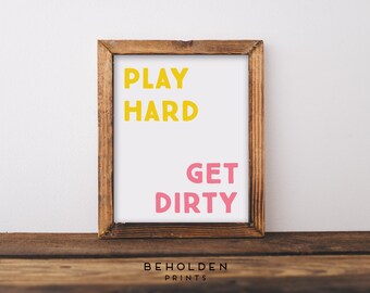 Nursery Print, Play Hard, Colorful Nursery, Baby Girl Nursery, Little Girl Room, Nursery Wall Art, Nursery Decor, Colorful Print, Hustle