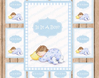 Printable Baby Boy, Instant Download, Cupcake Toppers, Baby Cupcake toppers,Gender Reveal,Baby Shower Invites,Printable boy tags