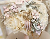 Fairytale unicorn Whimsical alternative Ornate handle brides brooch bouquet Vintage retro rhinestone floral flower wedding posy bouquet