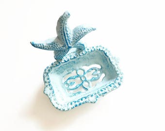 Starfish Soap Dish. Beach Bathroom Decor. Cast Iron Soap Dish. Business Card Holder. Ocean Soap Dish. Pool House Decor. Desk Accessories.