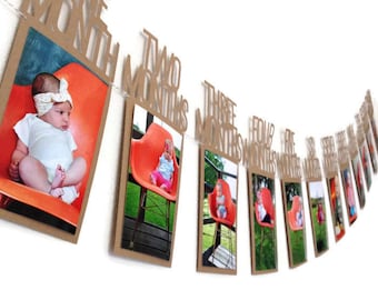 First Birthday Banner / Photo Birthday Banner / 1st Birthday Banner /One Year Birthday Banner / Birthday Photo Banner / Monthly Photo Banner