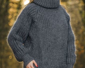 Handknit mohair wool angora sweater cardigan by supertanya on Etsy