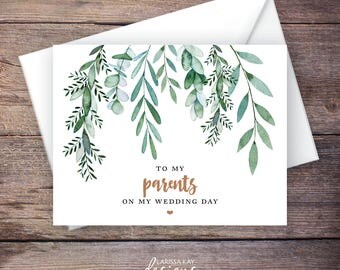 Printable Green Garden To My Parents Wedding Card, Greenery, Instant Download Greeting Card, To My Mom and Dad Wedding Card – Delilah