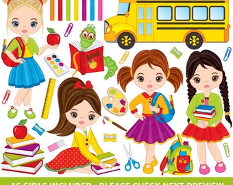 Reading clipart / kids sit read book clip art / back to school