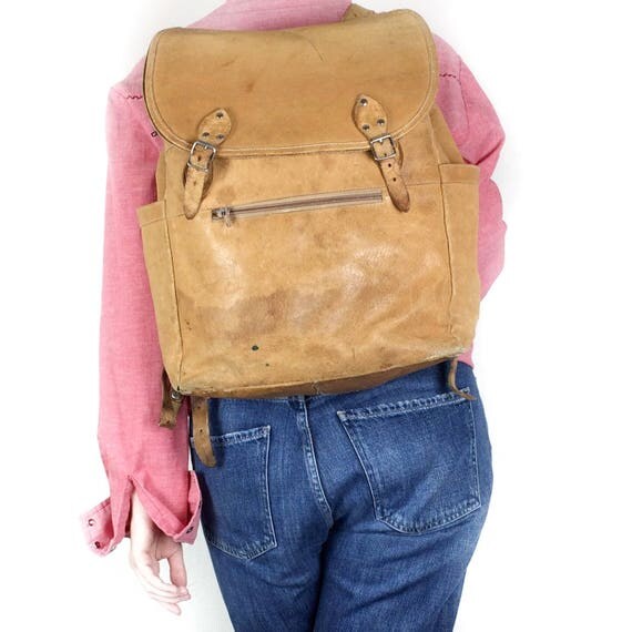 Brown Leather Backpack Vintage Rustic Back Pack