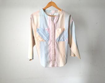 90s vertical STRIPED oxford button up shirt